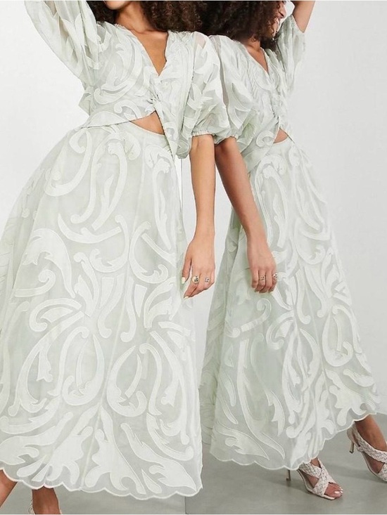 ASOS Dresses & Skirts - NWT ASOS EDITION embroidered organza midi dress in sage green